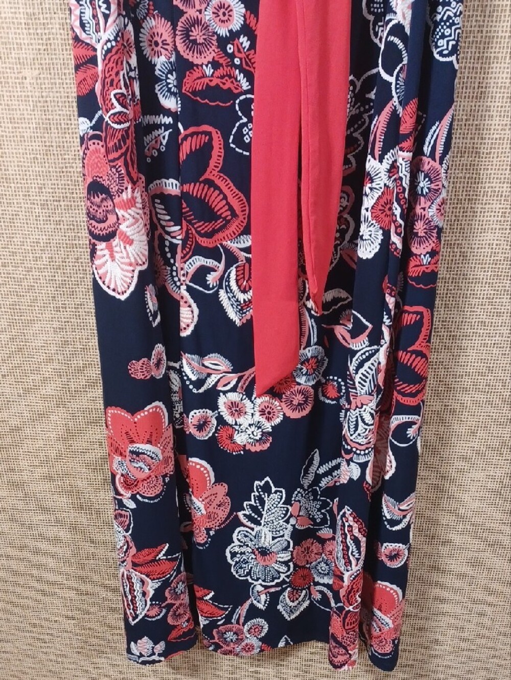 Enfocus Studio Navy Maxi Dress with Coral and White Floral Print - Picture 5 of 11